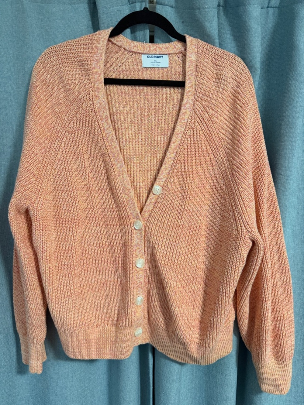 Old Navy Peach-Orange V-Neck Button Cardigan XXL